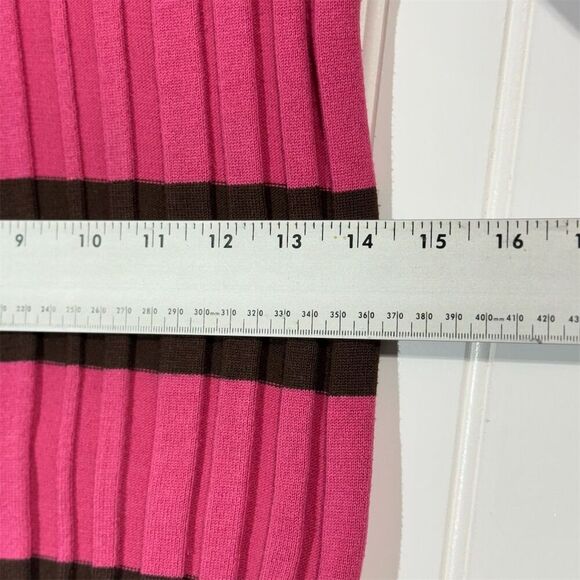 POUT Women’s Large Brown Hot Pink Stripe Ribbed Sweater Top Y2K Emo Goth Scene - Picture 5 of 7